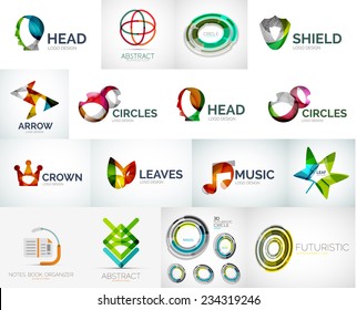 Abstract company logo vector collection - 16 modern various business corporate logotypes