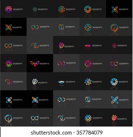 Abstract company logo vector collection. Set of thin line design abstract logotypes. Universal branding concepts