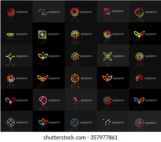 Abstract company logo vector collection. Set of thin line design abstract logotypes. Universal branding concepts
