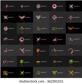 Abstract company logo vector collection. Set of thin line design abstract logotypes. Universal branding concepts