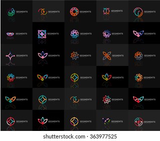 Abstract company logo vector collection. Set of thin line design abstract logotypes. Universal branding concepts