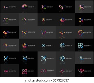Resumen de la colección vectorial del logotipo de la compañía. Conjunto de lotipos abstractos de diseño de línea delgada. Conceptos de marca universal