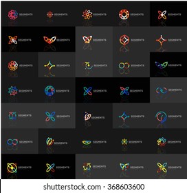 Abstract company logo vector collection. Set of thin line design abstract logotypes. Universal branding concepts