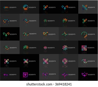 Abstract company logo vector collection. Set of thin line design abstract logotypes. Universal branding concepts