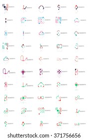 Abstract company logo vector collection. Set of thin line design abstract logotypes. Universal branding concepts