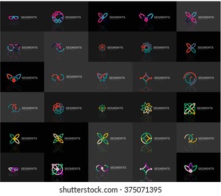 Resumen de la colección vectorial del logotipo de la compañía. Conjunto de lotipos abstractos de diseño de línea delgada. Conceptos de marca universal