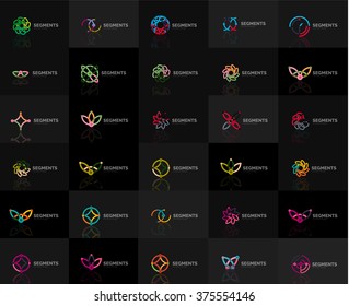Coleção de vetores de logotipo da empresa. Conjunto de logotipos abstratos de design de linha fina. Conceitos de marca universal