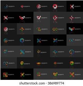 Abstract company logo vector collection. Set of thin line design abstract logotypes. Universal branding concepts
