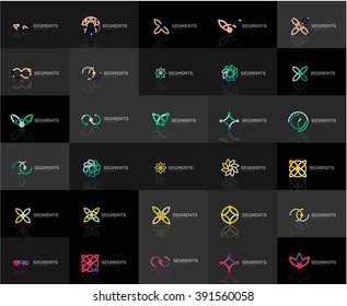 Abstract company logo vector collection. Set of thin line design abstract logotypes. Universal branding concepts. Vector illustration