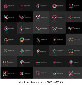 Abstract company logo vector collection. Set of thin line design abstract logotypes. Universal branding concepts. Vector illustration