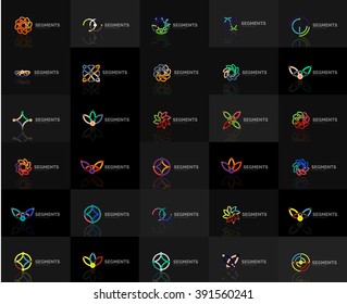 Resumen de la colección vectorial del logotipo de la compañía. Conjunto de lotipos abstractos de diseño de línea delgada. Conceptos de marca universal. Ilustración del vector