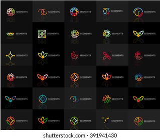 Abstract company logo vector collection. Set of thin line design abstract logotypes. Universal branding concepts. Vector illustration