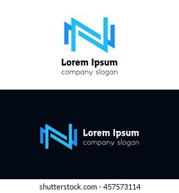 Abstract company N letter sign vector icon logo design