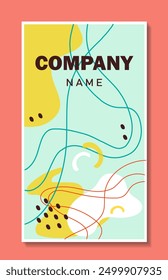 Abstract company poster. Minimalistic patterns of curved lines. Corporate typography. Cover or banner for business presentation. Flat vector illustration isolated on orange background