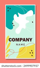 Abstract company poster. Minimalistic patterns of curved lines. Corporate typography. Template and layout for business presentation. Flat vector illustration isolated on orange background