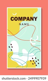 Abstract company poster. Minimalistic patterns of curved lines. Corporate typography. Brochure, flyer and leaflet. Business presentation. Flat vector illustration isolated on orange background