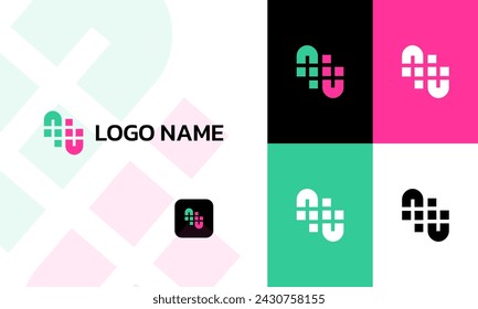 Abstract Company UN icon logo design template for branding