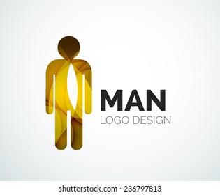 Resumen del elemento de diseño del logotipo vectorial de la compañía - icono del hombre, color amarillo