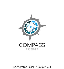 Abstract compass direction logo design template icon. Map arrow travel vector illustration
