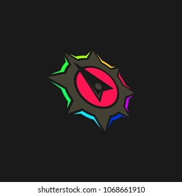 Abstract compass direction logo design template icon. Map arrow travel vector illustration