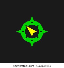 Abstract compass direction logo design template icon. Map arrow travel vector illustration