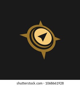 Abstract compass direction logo design template icon. Map arrow travel vector illustration