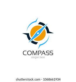 Abstract compass direction logo design template icon. Map arrow travel vector illustration