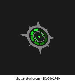 Abstract compass direction logo design template icon. Map arrow travel vector illustration