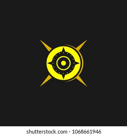 Abstract compass direction logo design template icon. Map arrow travel vector illustration