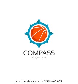 Abstract compass direction logo design template icon. Map arrow travel vector illustration