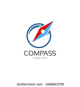 Abstract compass direction logo design template icon. Map arrow travel vector illustration
