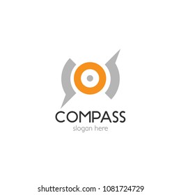Abstract compass direction logo design template icon. Map arrow travel vector illustration