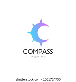 Abstract compass direction logo design template icon. Map arrow travel vector illustration