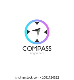 Abstract compass direction logo design template icon. Map arrow travel vector illustration