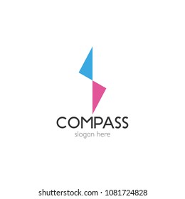 Abstract compass direction logo design template icon. Map arrow travel vector illustration