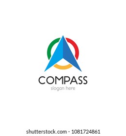 Abstract compass direction logo design template icon. Map arrow travel vector illustration