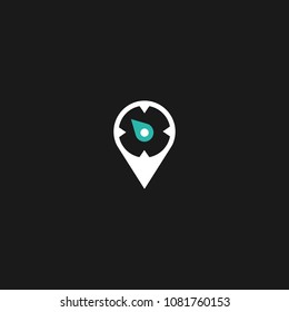 Abstract compass direction logo design template icon. Map arrow travel vector illustration