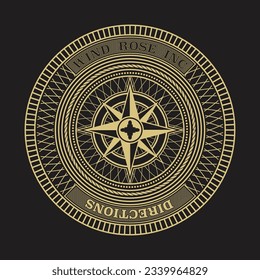Logo de la brújula abstracta aislada en el fondo oscuro. Símbolo de Windrose para empresa de transporte y logística