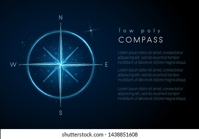 Abstract Compass.  Low Poly Style Design