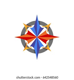 abstract compass navigation vector logo. traveling symbol