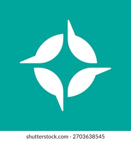 Símbolo Abstractas de la rosa de la brújula en el símbolo del logotipo del fondo verde azulado diseño de Vector común plano