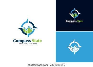 Abstract compass statistic logo design vector, compass logo design template