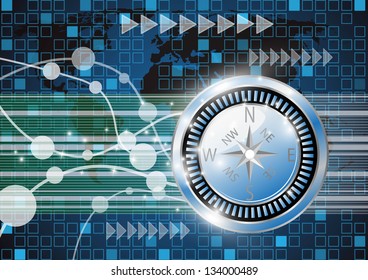 Abstract compass and technology background