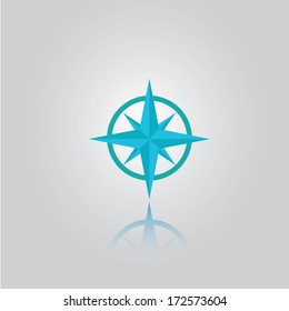 Abstract compass / windrose icon / button for websites (UI) or applications (app) for smartphones or tablets. Pictogram