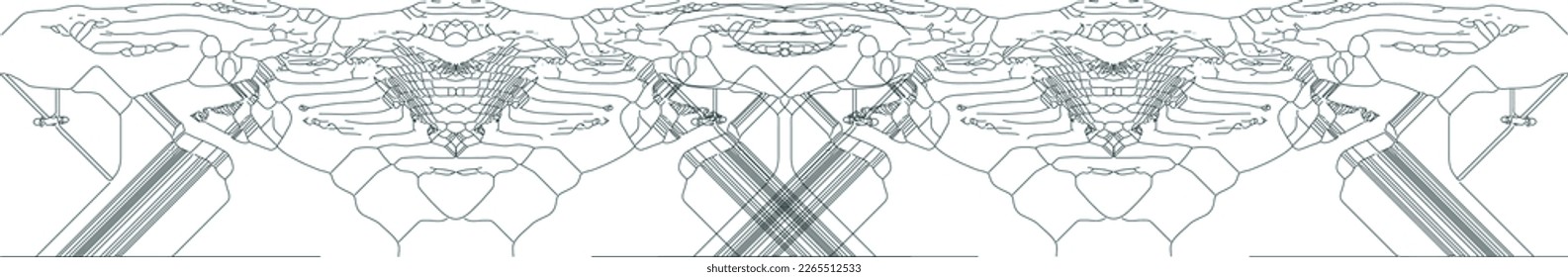Abstract and complex graphic with mirrored lines