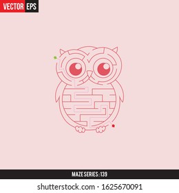 Abstract complex owl labyrinth in color on a colorful background. flat illustration.