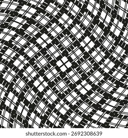 Abstract complex pattern. Dynamic line texture. Symmetrical warp Vector. Black white graphic. EPS 10.