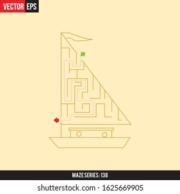 Abstract complex ship labyrinth in color on a colorful background. flat illustration.