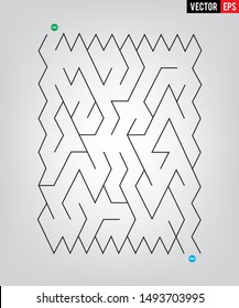 Abstract complex square labyrinth. Black color on a grey background. An interesting game for children and adults. Simple flat illustration.
