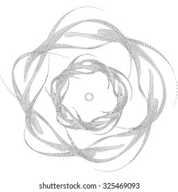 Abstract complex structure consisting of geometric shapes on a white background